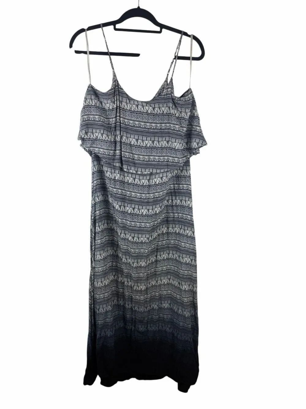 Blu Pepper Blue and Cream Boho Maxi Dress- Size L
